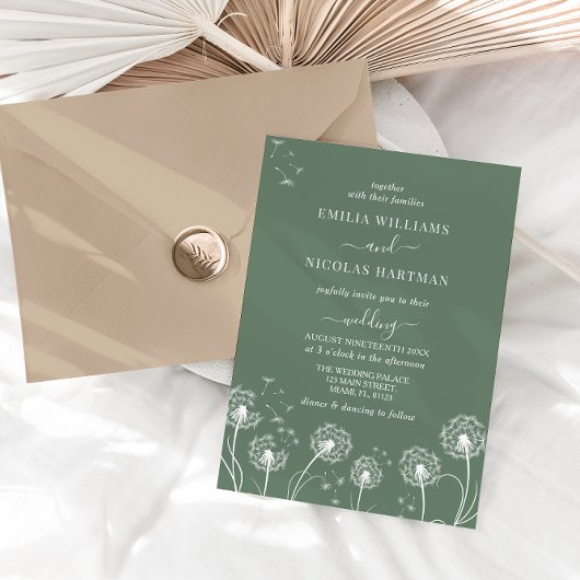 Sage Green Wildflower Wedding  招待状