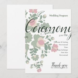 Sage Green Wildflower Wedding Design Flat Program プログラム