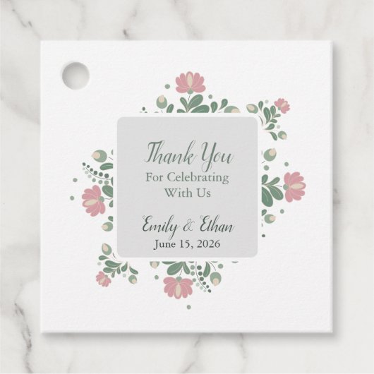 Sage Green Wildflower Wedding Favor フェイバータグ (正面)