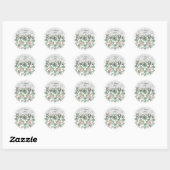 Sage Green Wildflower Wedding Favor Sticker ラウンドシール (シート)