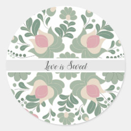 Sage Green Wildflower Wedding Favor Sticker ラウンドシール