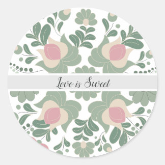 Sage Green Wildflower Wedding Favor Sticker ラウンドシール