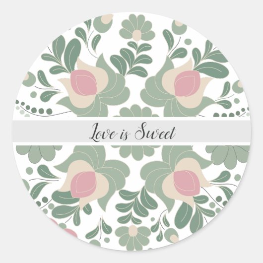 Sage Green Wildflower Wedding Favor Sticker ラウンドシール (正面)