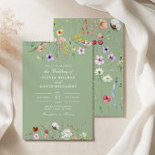 Sage Green Wildflower Wedding Invitation 招待状