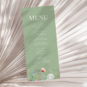 Sage Green Wildflower Wedding Menu Card メニュー