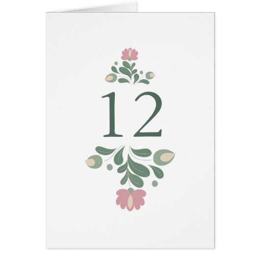 Sage Green Wildflower Wedding Table Number (正面)