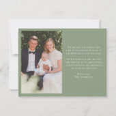 Sage Green Wildflower Wreath Baptism Photo サンキューカード (裏面)