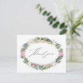 Sage Green Wildflower Wreath Wedding Bridal Shower サンキューカード (スタンド正面)