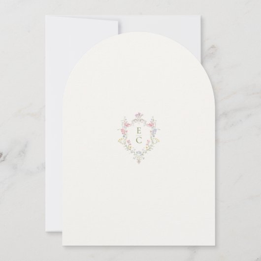 Sage Green Wildflowers Wedding Save the Date 招待状 (裏面)