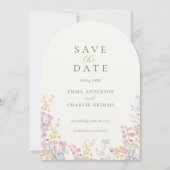 Sage Green Wildflowers Wedding Save the Date 招待状 (正面)