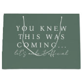 Sage Green Will You Be My Bridesmaid Proposal ラージペーパーバッグ (正面)