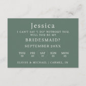 Sage Green Will You Be My Bridesmaid Proposal Card 招待状 (裏面)