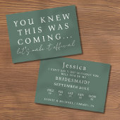 Sage Green Will You Be My Bridesmaid Proposal Card 招待状
