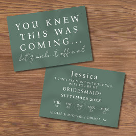 Sage Green Will You Be My Bridesmaid Proposal Card 招待状