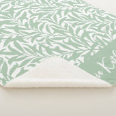Sage Green Willow Bough Monogrammed シェルパブランケット (3/4)