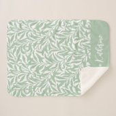 Sage Green Willow Bough Monogrammed シェルパブランケット (正面(横))