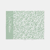 Sage Green Willow Bough Monogrammed フリースブランケット (正面(横))