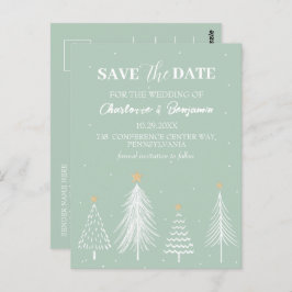 Sage Green Winter Christmas Save the Date 結婚's ポストカード