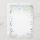 Sage Green Winter Snowflake Beary First Birthday  招待状 (裏面)