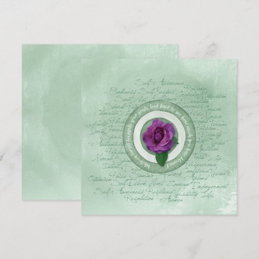 Sage Green with Purple Rose Empowerment Quote  (正面/裏面)
