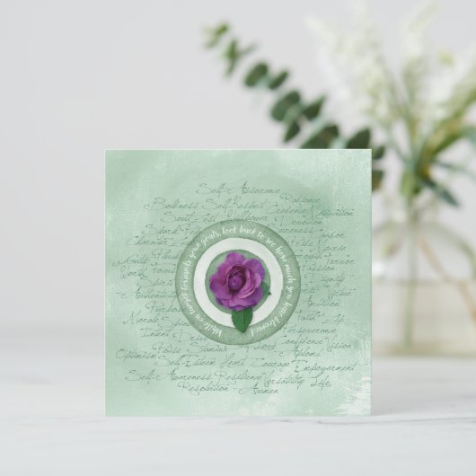 Sage Green with Purple Rose Empowerment Quote (スタンド正面)