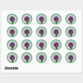 Sage Green with Purple Rose Inspirational Quote  ラウンドシール (シート)