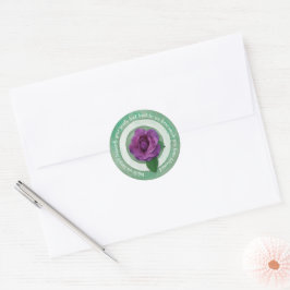 Sage Green with Purple Rose Inspirational Quote  ラウンドシール