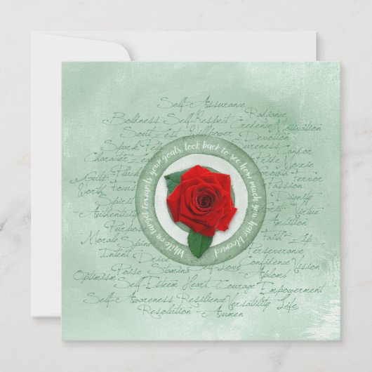 Sage Green with Red Rose Empowerment Quote (正面)