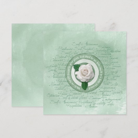  Sage Green with White Rose Empowerment Quote (正面/裏面)