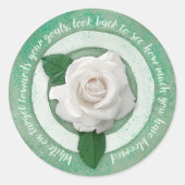 Sage Green with White Rose Inspirational Quote ラウンドシール (正面)