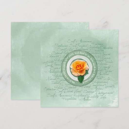 Sage Green with Yellow Rose Empowerment Quote (正面/裏面)