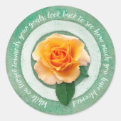 Sage Green with Yellow Rose Inspirational Quote ラウンドシール (正面)