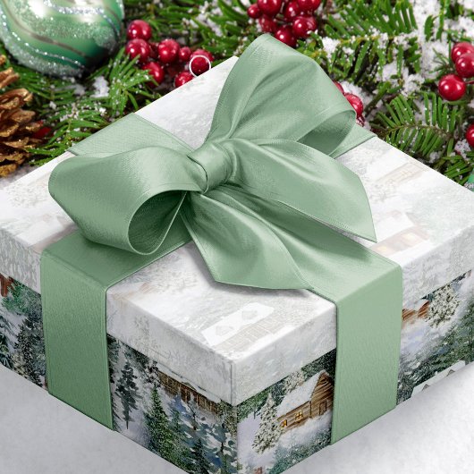 Sage Green Woodland サテンリボン