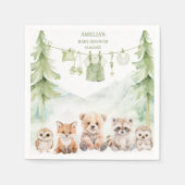 Sage Green Woodland Adventure Awaits Baby Shower スタンダードカクテルナプキン (正面)