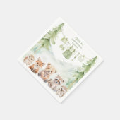 Sage Green Woodland Adventure Awaits Baby Shower スタンダードカクテルナプキン (角)