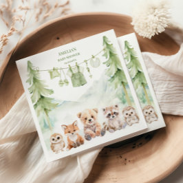 Sage Green Woodland Adventure Awaits Baby Shower スタンダードカクテルナプキン