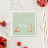 Sage Green Woodland Animal Baby Shower  スタンダードカクテルナプキン (インサイチュ)
