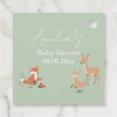 Sage Green Woodland Animal Baby Shower フェイバータグ (裏面)