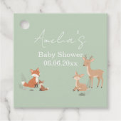 Sage Green Woodland Animal Baby Shower フェイバータグ (正面)