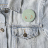 Sage Green Woodland Animal Baby Shower  缶バッジ (インサイチュ)