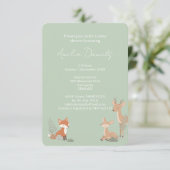 Sage Green Woodland Animal Baby Shower Invitation 案内状 (スタンド正面)
