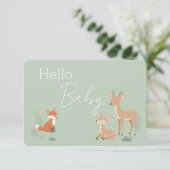Sage Green Woodland Animal Baby Shower Invitation 案内状 (スタンド正面)