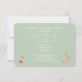 Sage Green Woodland Animal Baby Shower Invitation 案内状 (裏面)