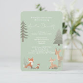 Sage Green Woodland Animal Baby Shower Invitation 案内状 (スタンド正面)