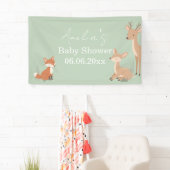 Sage Green Woodland Animal Baby Welcome Invitation 横断幕 (インサイチュ)
