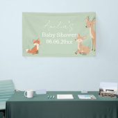 Sage Green Woodland Animal Baby Welcome Invitation 横断幕 (トレードショー)