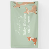 Sage Green Woodland Animal Baby Welcome Invitation 横断幕 (縦)