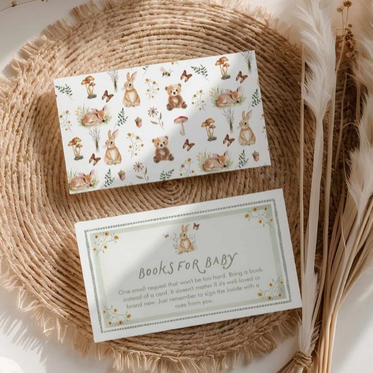Sage Green Woodland Animals Books for Baby Card エンクロージャーカード