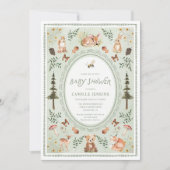 Sage Green Woodland Baby Shower Invitation 招待状 (正面)