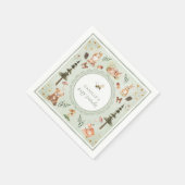 Sage Green Woodland Baby Shower Napkins スタンダードカクテルナプキン (角)